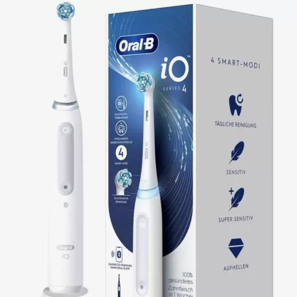 Oral-B iO 4 Elektrische Tandenborstel - Wit, Interactief Display, Druksensor, 3D Coaching, Professionele Reiniging, AI Technologie