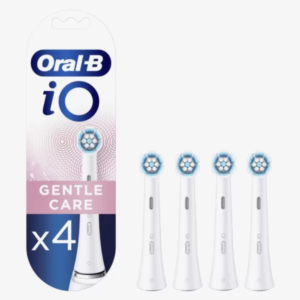 Oral-B iO Gentle Care Opzetborstels - 4 Stuks | Zachte Reiniging voor Gevoelige Tanden & Tandvlees, Perfecte Pasvorm voor iO Tandenborstel