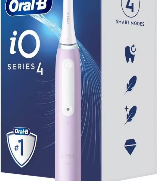 Oral-B iO Series 4 Lavendel Vibrerende Tandenborstel voor Volwassenen - 4 Modi, Ingebouwde Accu, 1 Opzetborstel, Dagelijkse Verzorging & Whitening