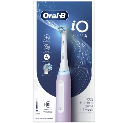 Oral-B iO Series 4 Lavendel Vibrerende Tandenborstel voor Volwassenen - 4 Modi, Ingebouwde Accu, 1 Opzetborstel, Dagelijkse Verzorging & Whitening