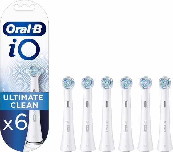 Oral-B iO Ultimate Clean Opzetborstels - 6 Stuks voor 100% Tandplakverwijdering, Compatibel met iO Tandenborstels, Klinisch Bewezen Resultaten