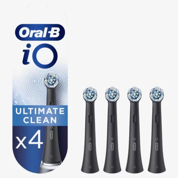 Oral-B IO Ultimate Clean Opzetborstels Zwart - 4 Stuks - Voor 100% Tandplakverwijdering - Perfecte Pasvorm voor iO Tandenborstels