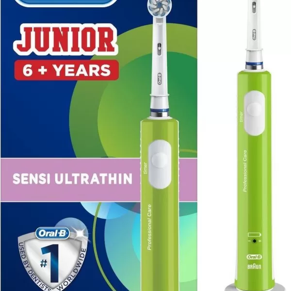 Oral-B Junior Elektrische Tandenborstel für Kinder – Groen, 3D Rotatie & Vibratie, Geen Poetsdruksensor, Ideaal voor Gezonde Tanden