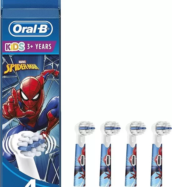 Oral-B Kids Spiderman Elektrische Opzetborstels - 4 Stuks - Zacht & Ideaal voor Kinderen - Geschikt voor Stages Power Kids Tandenborstels