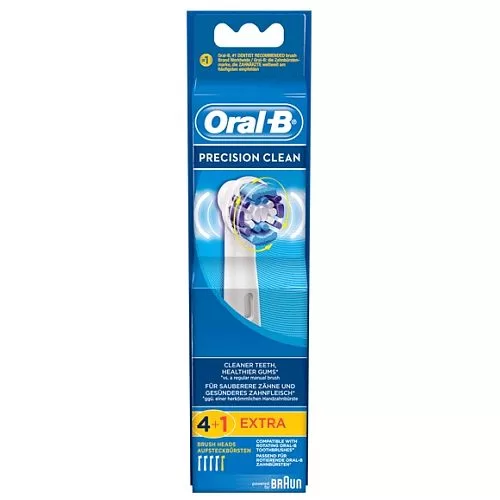 Oral-B Precision Clean Opzetborstel 4+1 Stuks - Flexisoft Borstelharen, Interdentale Tips, Indicator-Haren - Geschikt voor Triumph en Vitality