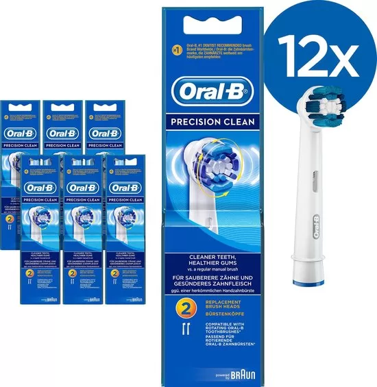 Oral-B Precision Clean Opzetborstels - 12 Stuks - Geschikt voor alle Oral-B Elektrische Tandenborstels, Diepe Reiniging & Indicatorharen