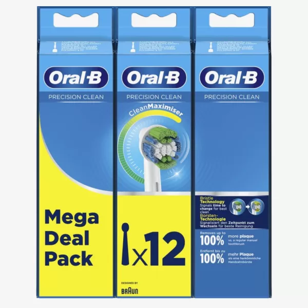 Oral-B Precision Clean Opzetborstels - 12 Stuks met CleanMaximiser Technologie - Verwijdert tot 100% meer Tandplak - Compatibel met Oral-B Handvatten