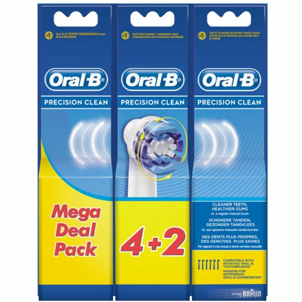 Oral-B Precision Clean Opzetborstels - 6 Stuks - Wit - Geschikt voor Alle Oral-B Tandenborstels Behalve Sonic - Superieure Reiniging