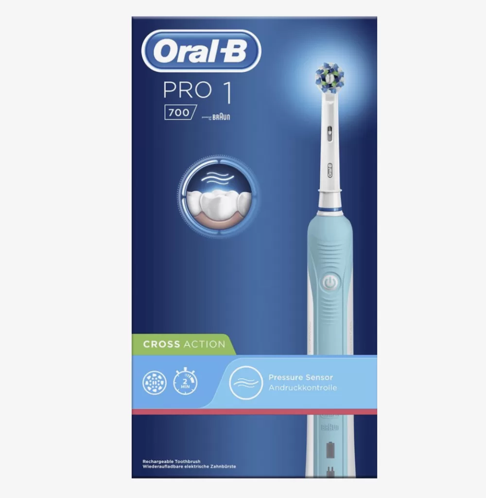 Oral-B Pro 700 CrossAction - Elektrische Tandenborstel met 3D-reinigingsactie, Timer, en 1 opzetborstel voor superieure reiniging