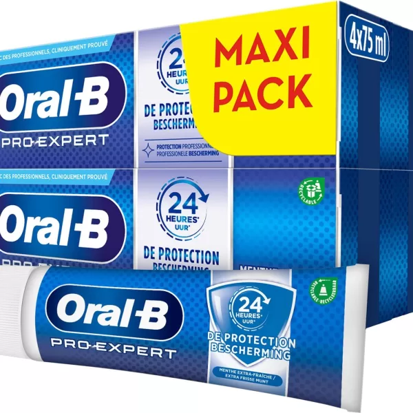 Oral-B Pro-Expert Zahncreme 4 x 85ml - 24h Schutz gegen Plaque, remineralisiert Zahnschmelz, frischer Minzgeschmack, entwickelt mit Zahnärzten