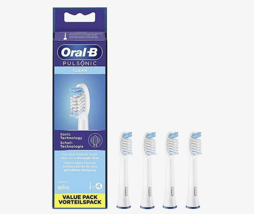 Oral-B Pulsonic SR32-4 Opzetborstels - 4 Stuks - Wit - Geschikt voor Pulsonic, Slim & Smart - Optimale Reiniging voor Dagelijks Gebruik