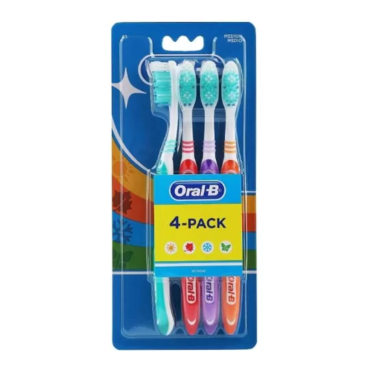 Oral-B Tandenborstel Medium 40 - Voordeelverpakking 4-Pack | Effectieve Reiniging & Comfortabele Grip | Ideaal voor Gezonde Tanden