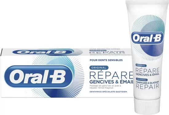 Oral-B Tandvlees & Glazuur Repair Tandpasta 75ml - Voor Gevoelige Tanden, Herstelt Tandglazuur, Beschermt Tegen Zuurerosie, ActivRepair™ Technologie