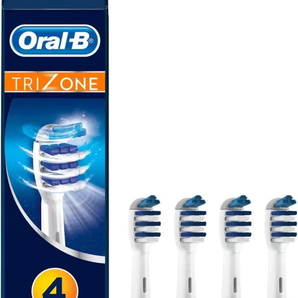 Oral-B TriZone Opzetborstels (4 stuks) - Superieure Plakverwijdering, Driezone Reinigingstechnologie, Indicator Borstelharen