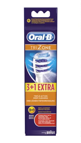 Oral-B TriZone Opzetborstels 4 Stuks - Geschikt voor Elektrische Tandenborstels - Grondige Reiniging en Kleurvervaging Indicator