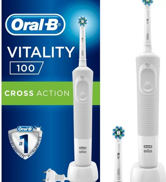 Oral-B Vitality 100 CrossAction Elektrische Tandenborstel - Grijs, 2D Reinigingsactie, Timer, Inclusief Oplader & Opzetborstel