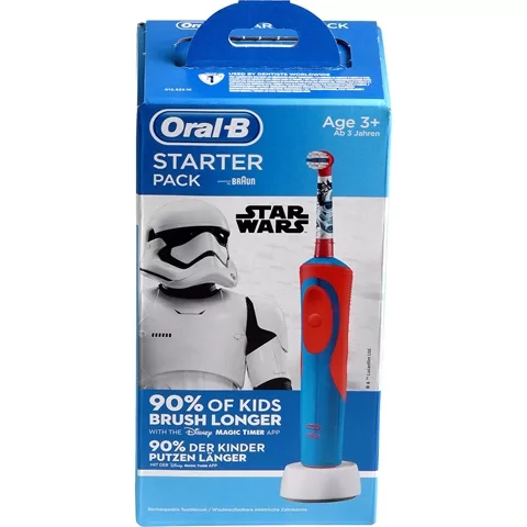 Oral-B Vitality Star Wars Elektrische Tandenborstel voor Kinderen - 2 Borstels, Superzachte Haren, Timer, Disney Magic Timer App, Geschikt vanaf 6 jaar