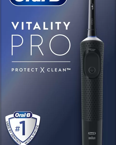 Oral-B Vitality Pro Elektrische Tandenborstel - Zwart, 3 Poetsstanden, Gevoelige Reiniging, Klok Timer, Ontworpen door Braun, Oplaadbaar