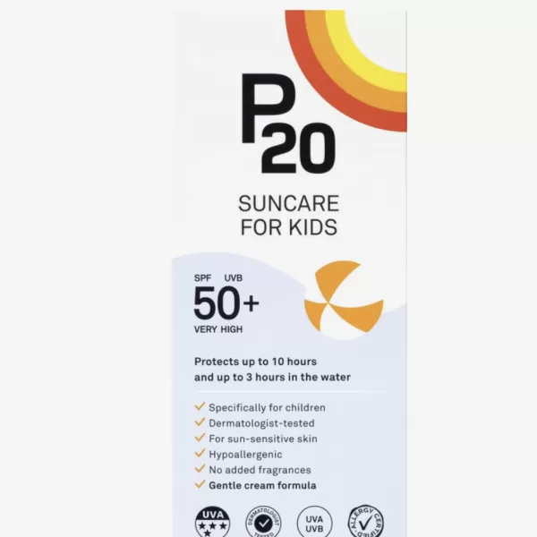 P20 Kids SPF 50+ Zonnebrand Lotion - 200 ml, Waterbestendig, Hypoallergeen, 10 Uur Bescherming, Dermatologisch Getest