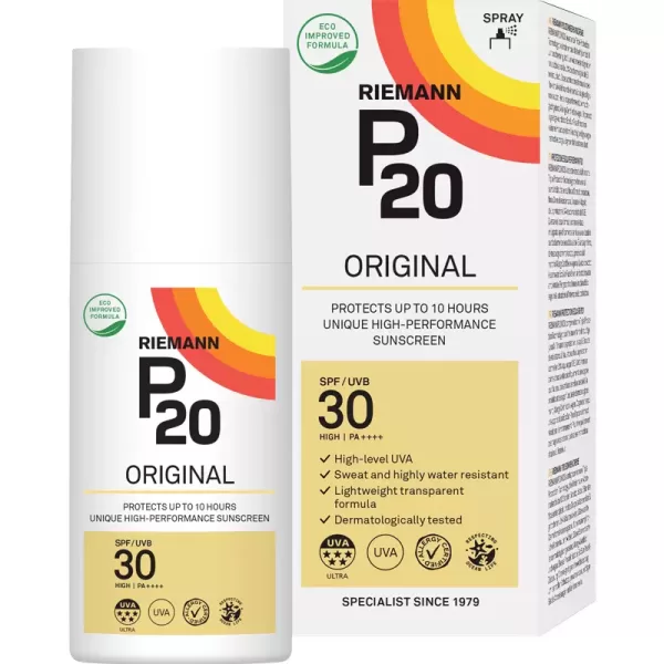 P20 Riemann Sun Protection Spray SPF 30 - 175ml | Waterdicht, Zweetbestendig, Vegan, Hoge UVA/UVB Bescherming, Dermatologisch Getest