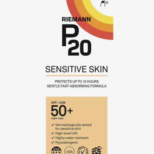 P20 Sensitive SPF 50+ Zonnebrandlotion 200 ml - Voor Gevoelige Huid, Tot 10 Uur Bescherming, Hypoallergeen, Vegan, AllergyCertified