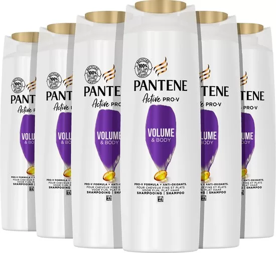 Pantene Pro-V Volume & Body Shampoo für feines Haar, 6x400ml – Versterkt, geeft volume, zonder minerale oliën, recyclebare verpakking