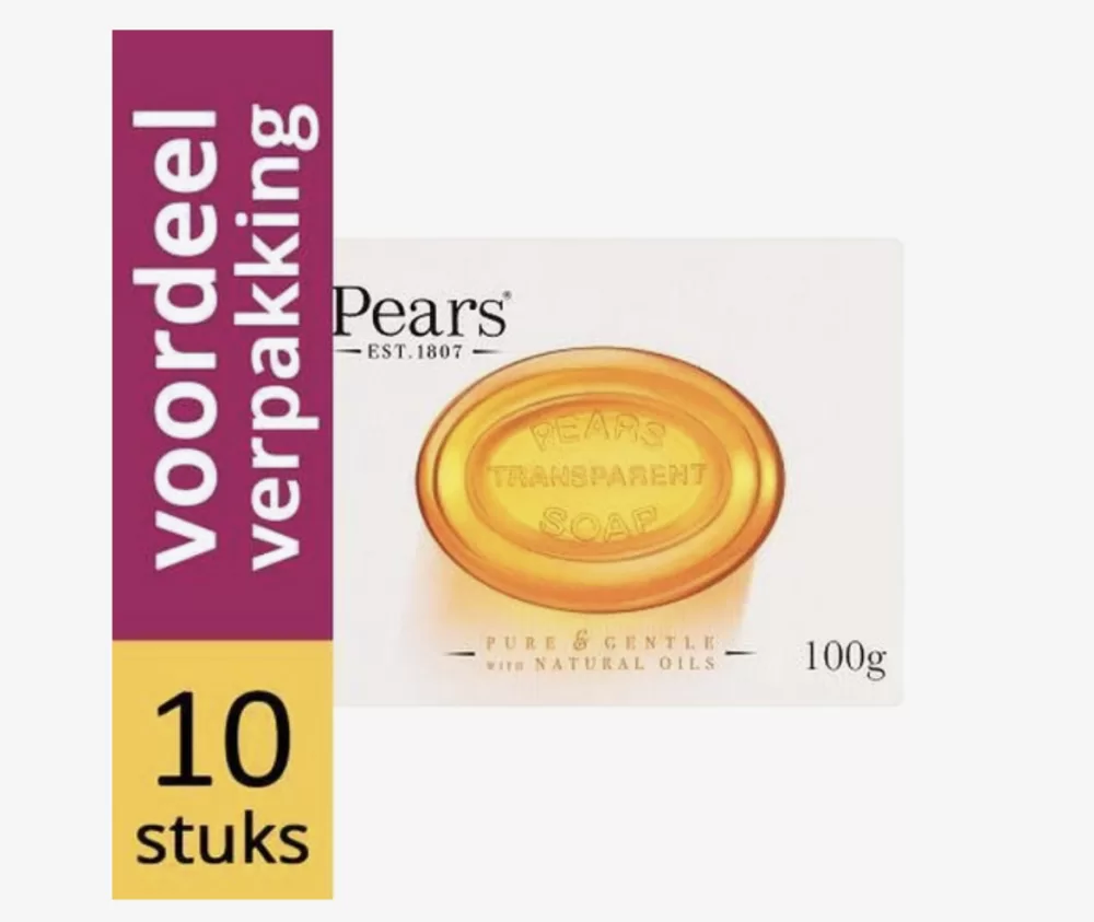 Pears Transparante Glycerine Zeep - Voordeelverpakking 10x100g, Verzachtende en Hydraterende Zepen met Fijne Geur en Kleuren