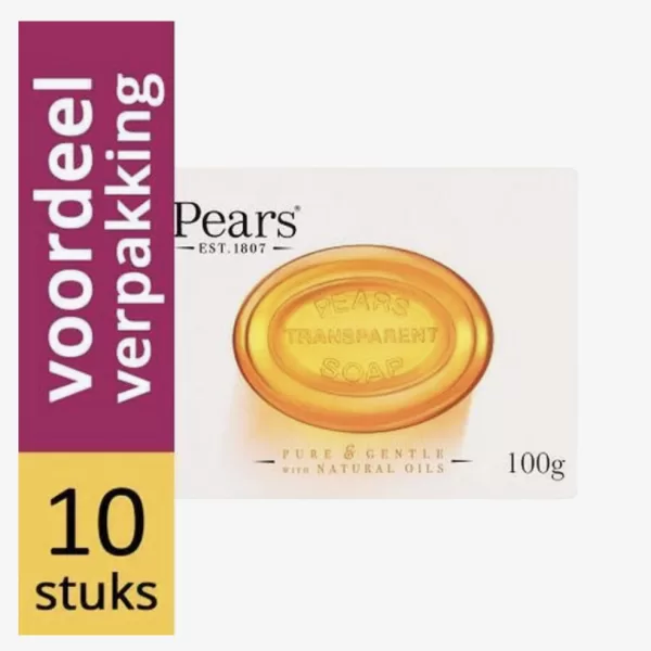 Pears Transparante Glycerine Zeep - Voordeelverpakking 10x100g, Verzachtende en Hydraterende Zepen met Fijne Geur en Kleuren