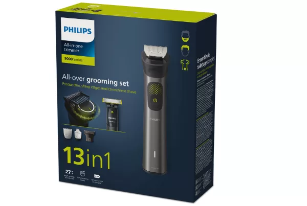 Philips All-in-One 9000 MG9530/15 - 13-in-1 Multigroom Set, Baardtrimmer, OneBlade, Haar- en Lichaamstrimmer, Waterbestendig, Donkergrijs