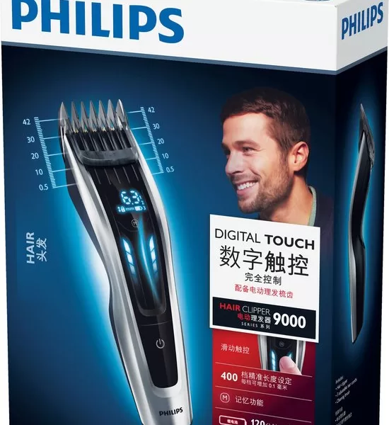 Philips HC9450/15 Tondeuse 9000 - Digitale Swipe-interface, 400 lengtestanden, Turbo-functie, Zelfslijpende titaniummessen, Draadloos 120 min