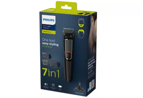 Philips Multigroom MG3721/14 - 7-in-1 Baard- & Haartimmer, Waterdicht, Zelfslijpende Mesjes, 60 Min Draadloos Trimgemak