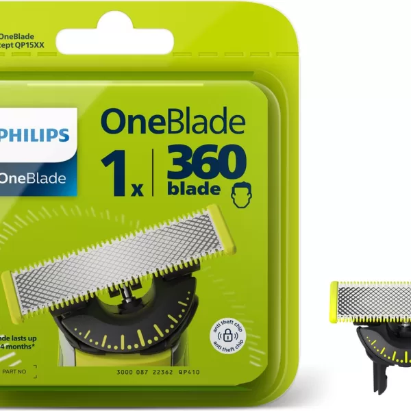 Philips OneBlade 360 QP410/30 Vervangmesjes - 1 Stuk - Trim, Scheer en Style Haar van Elke Lengte - Duurzaam en Comfortabel