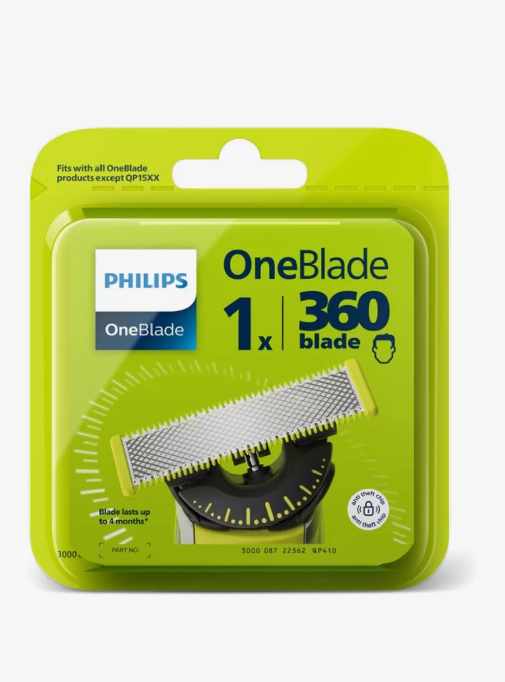 Philips OneBlade 360 Blade Vervangmesjes - 1 stuk, Voor Trim, Scheer & Style, Duurzaam, Volgt Contouren, Tot 4 Maanden Mee