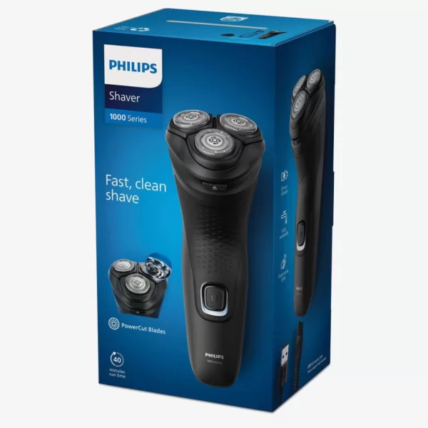 Philips S1141/00 Shaver 1000 Series - Waterdicht Elektrisch Scheerapparaat, Ergonomisch, Oplaadbaar, Nat & Droog, Zwart, Inclusief Hoofden & Bescherming