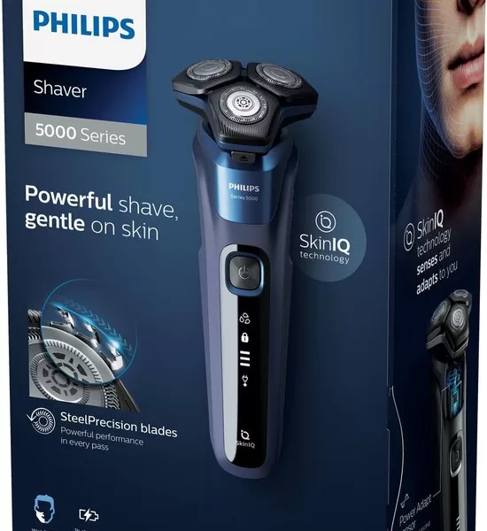 Philips SHAVER Series 5000 - Elektrisches Wet & Dry Rasiergerät mit SteelPrecision-Messern und SkinIQ-Technologie für sanftes, kraftvolles Rasieren