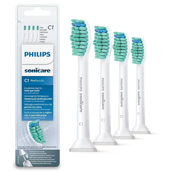 Philips Sonicare C1 ProResults Standaard Opzetborstels HX6014/07 – 4 Stuks, Perfect voor 2-Serie, 3-Serie, DiamondClean & meer