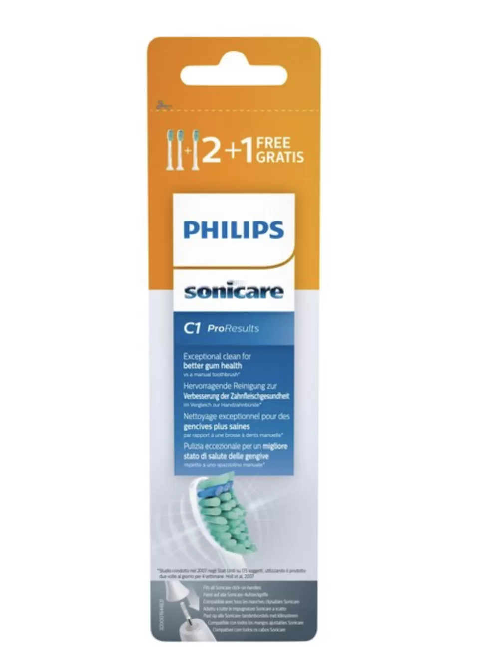 Philips Sonicare C1 ProResults Opzetborstels HX6014/07 - 3-pack voor optimale mondverzorging, geschikt voor diverse Sonicare modellen