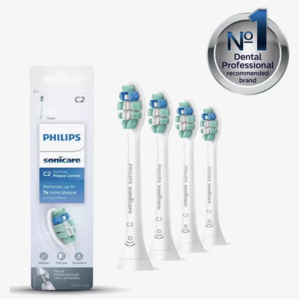 Philips Sonicare C2 Optimal Plaque Defence Opzetborstels HX9024/10 - 4 Stuks - Verwijdert tot 7x Meer Tandplak - Compatibel met Diverse Modellen