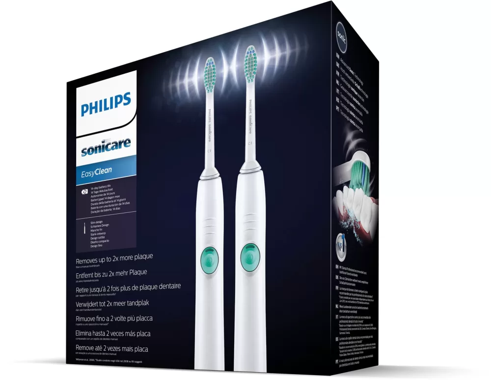 Philips Sonicare EasyClean HX6512/02 Elektrische Tandenborstel - Ultrasone Poetsysteem met Timer en 2x Betere Plakverwijdering