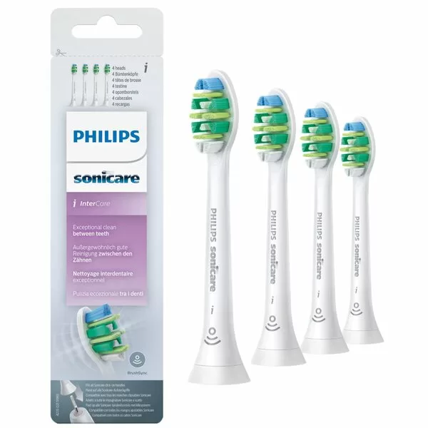 Philips Sonicare InterCare Opzetborstels HX9004/10 - 4 Stuks voor Grondige Tandreiniging & Gezond Tandvlees, Medium Stijfheid