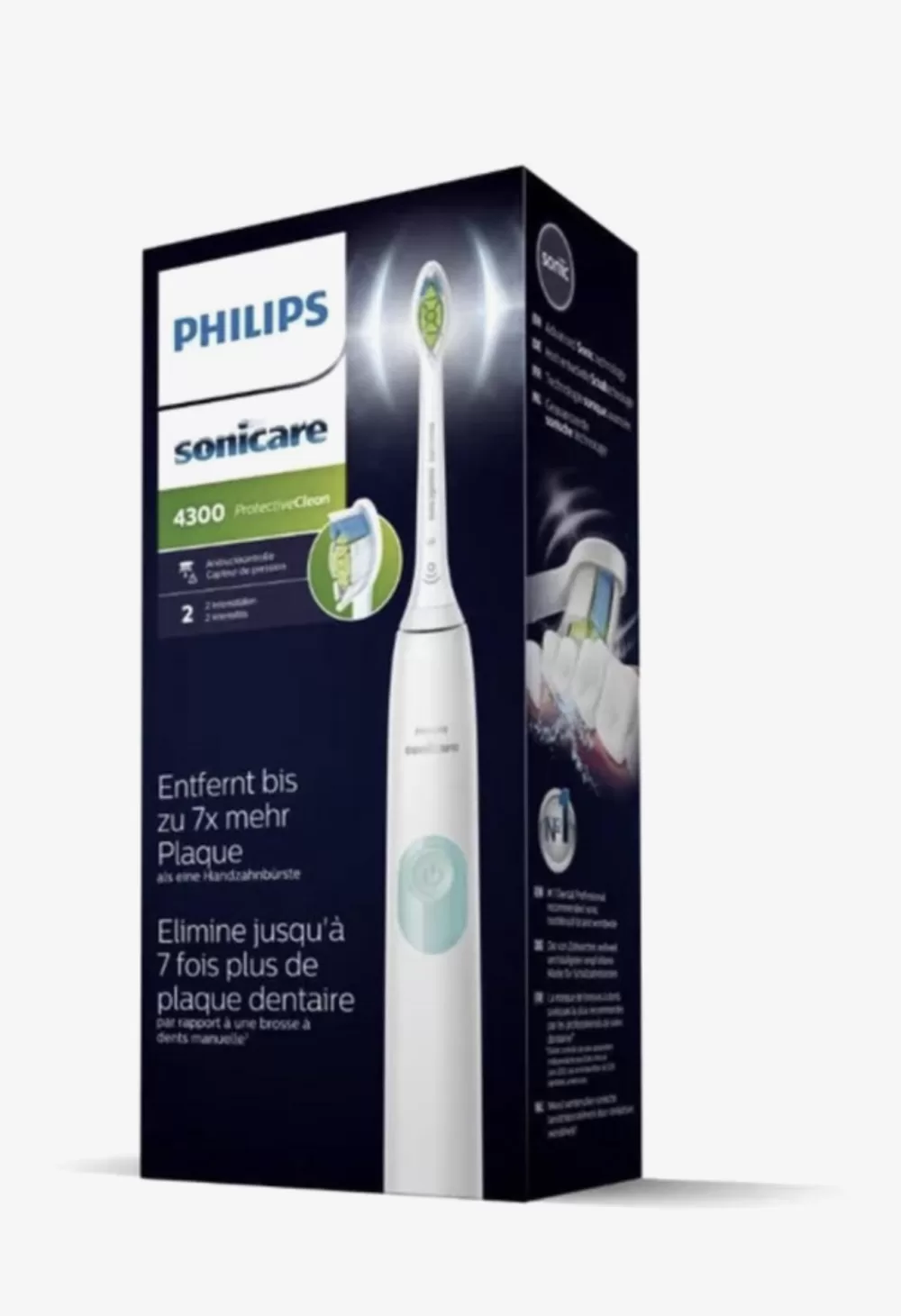 Philips Sonicare ProtectiveClean 4300 HX6807/24 - Elektrische Tandenborstel, Wit, Met Poetsdruksensor, 2 Weken Accuduur, Optimal White Borstel