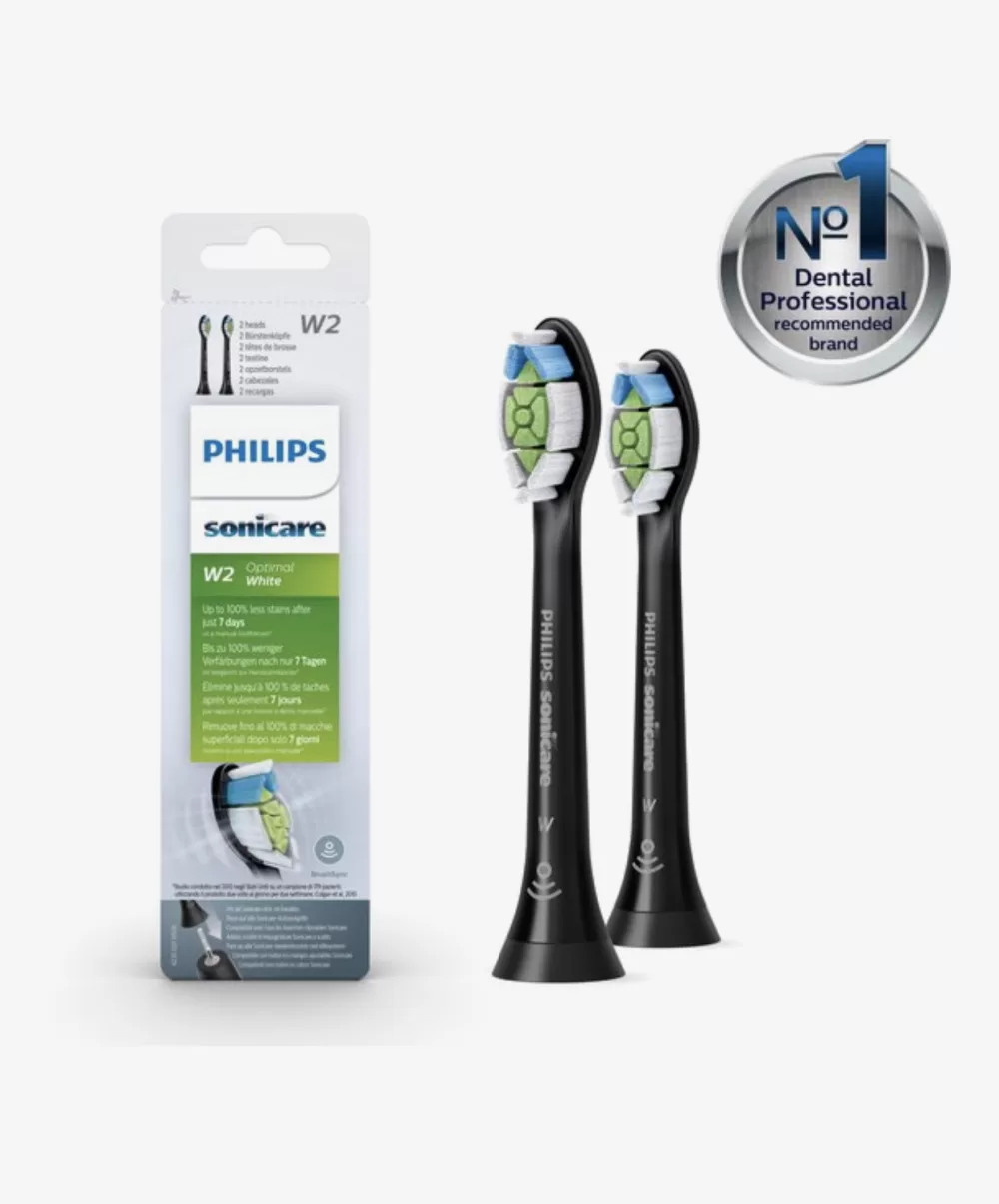 Philips Sonicare W2 Optimal White Opzetborstels HX6062/13 - 2 Stuks - Verwijdert 7x Meer Tandplak - 100% Wittere Tanden in 7 Dagen