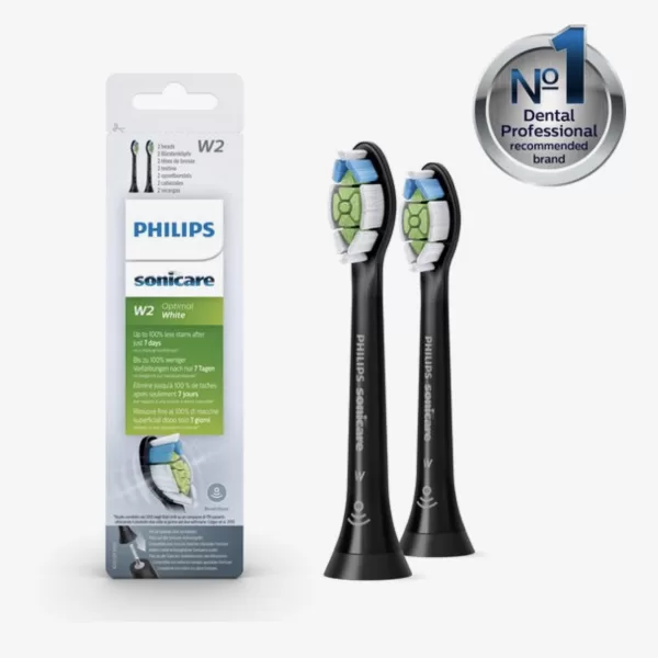 Philips Sonicare W2 Optimal White Opzetborstels HX6062/13 - 2 Stuks - Verwijdert 7x Meer Tandplak - 100% Wittere Tanden in 7 Dagen