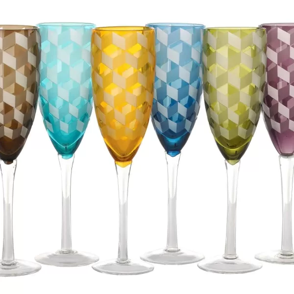 Pols Potten Blocks Champagnergläser 6er Set – Hochwertiges, vollfarbiges Glas mit einzigartigem Design für festliche Anlässe