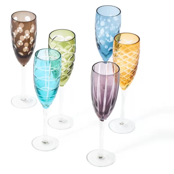 Pols Potten Cuttings Champagnergläser Set 6er | Einzigartiges Design aus vollfarbigem Glas für elegante Anlässe & Festlichkeiten