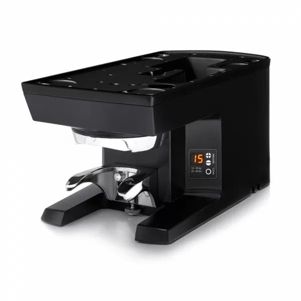 PuqPress M2 Automatischer Tamper für Mythos 1 & 2 - Schwarz, 54,3mm, einstellbarer Druck, Non-Stick, ideal für Gastronomie und Baristas