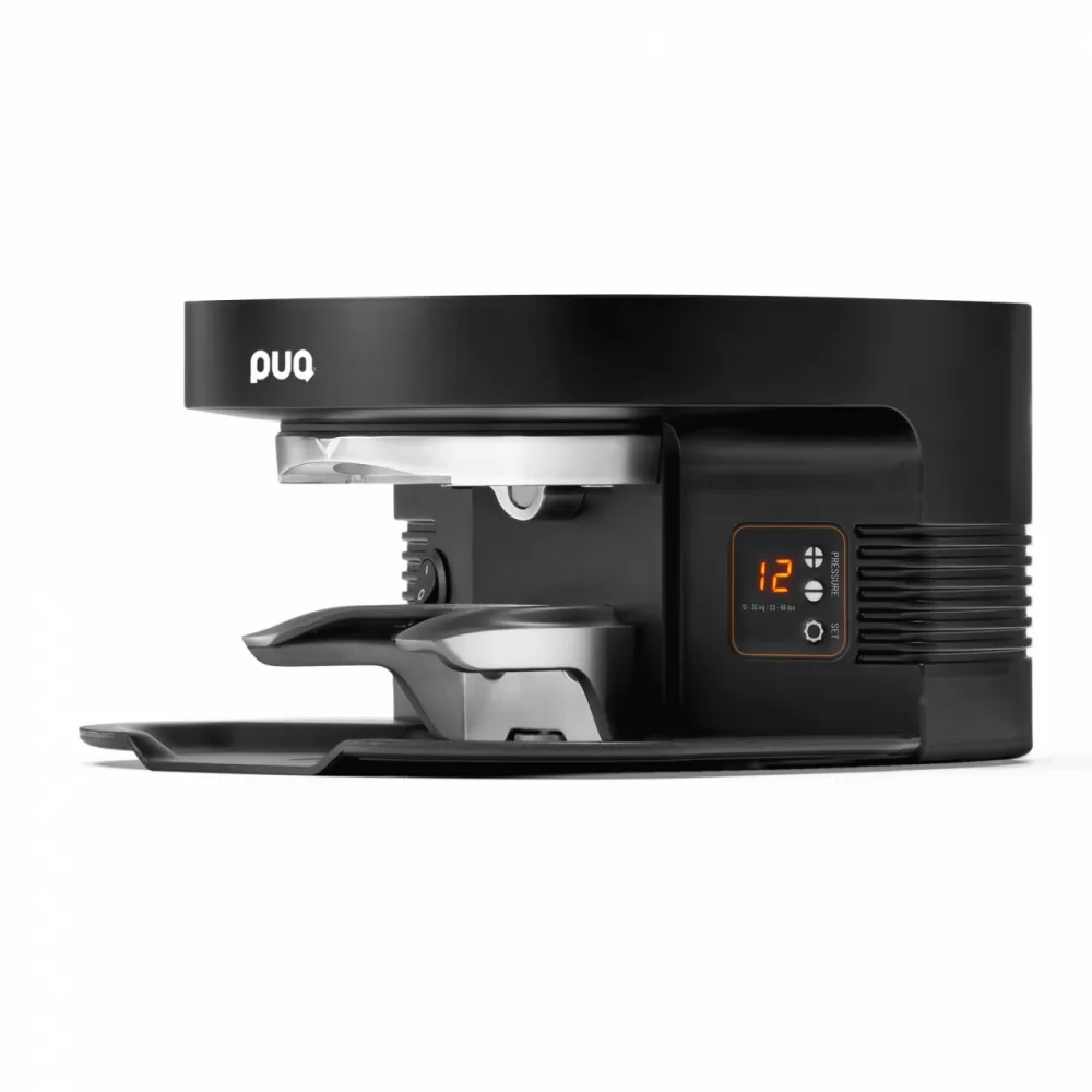 PuqPress M4 Unterbau für Fiorenzato F64 & F83 – Automatischer 58mm Tamper in Schwarz, ideal für Gastronomie und Barista.