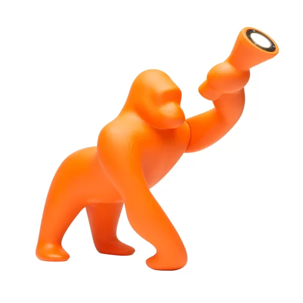 Qeeboo Kong XS Tischleuchte – Gorilla Design, verstellbarer Arm, dunkelorange, für Innenräume, von Stefano Giovannoni, dekorativ und funktional