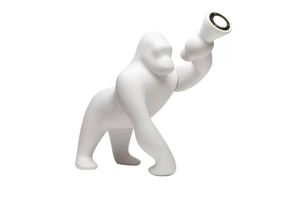 Qeeboo Kong XS Tischleuchte in Ivory - Verstellbarer Arm, dekorative Gorilla-Design, ideal für Innenräume, entworfen von Stefano Giovannoni