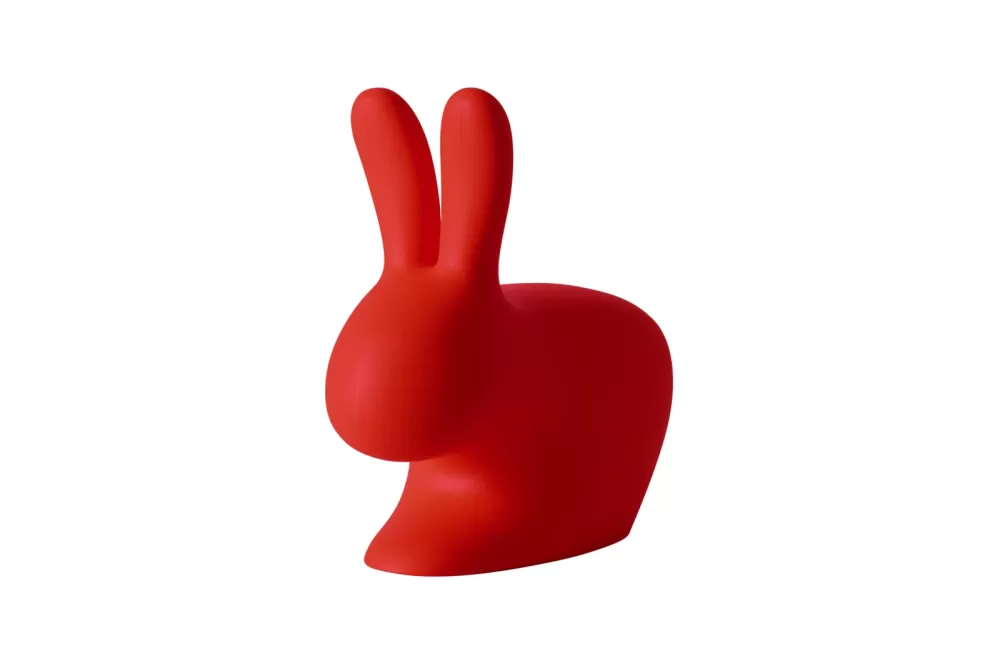 Qeeboo Rabbit Baby Chair - Roter Kinderstuhl aus Kunststoff, ergonomisches Design, ideal für drinnen und draußen, von Stefano Giovannoni